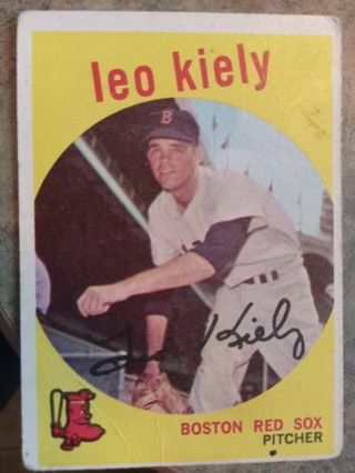 1959 T.C.G. LEO KIELY BOSTON RED SOX BASEBALL CARD# 199