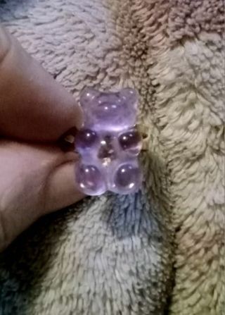 Purple Gummi bear adjustable charm ring nip