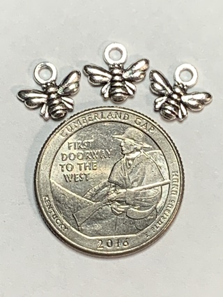 BEE CHARMS~#1~SILVER~SET OF 3 CHARMS~FREE SHIPPING!