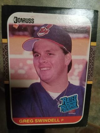 1987 DONRUSS RATED ROOKIE GREG SWINDELL CLEVELAND INDIANS BASEBALL CARD# 32