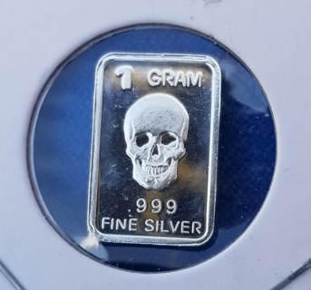 One gram .999 pure fine Silver ~ Skull ~ collectable