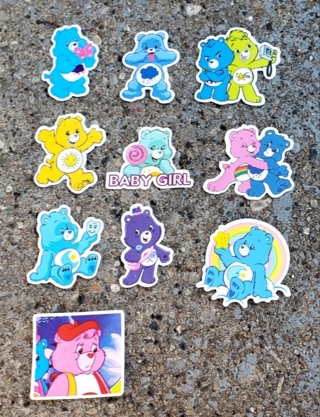 CARE BEARS LARGE WATERPROOF STICKERS STYLE 2 FOR LAPTOP SCRAPBOOK WATER BOTTLE SKATEBOARD & MORE 