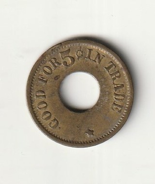 ^Good for 5 Cents in Trade Coupon Antique Token (1920's-era) #13