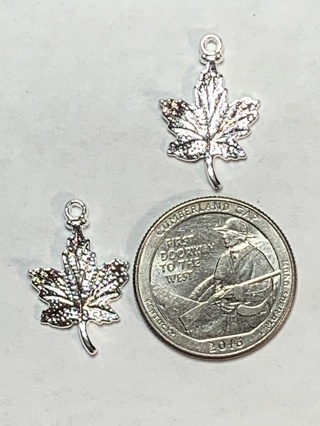 MAPLE LEAF CHARMS~#30~WHITE~SET OF 2 CHARMS~FREE SHIPPING!