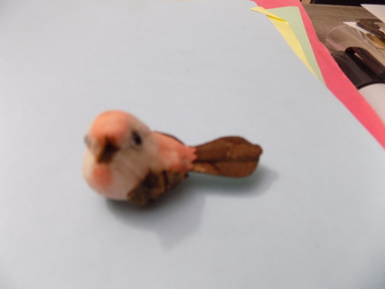 Small pink and brown bird 1 1/2 inch