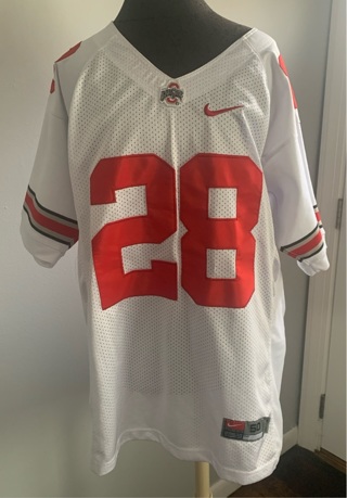 Nike Authentic Ohio State #28 Red & White Short Sleeve Jersey Size L Large