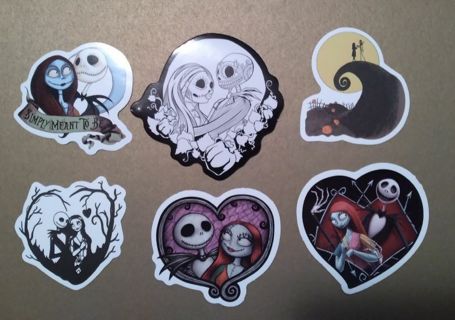 6 Nightmare before Christmas stickers! " Sweethearts Forever" theme