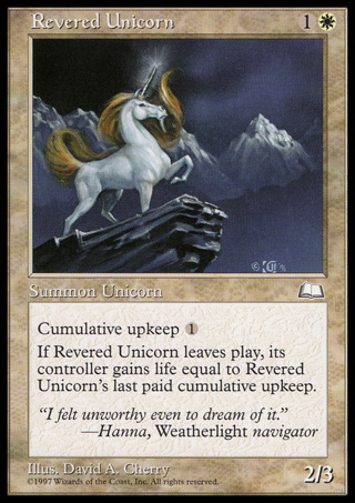 1997 Magic the Gathering  Revered Unicorn MTG Card 