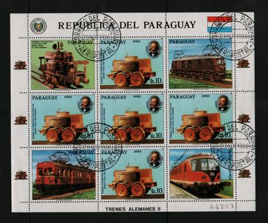 minisheet Paraguay German trains