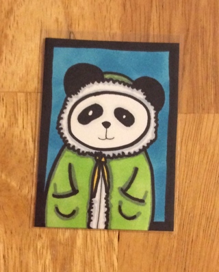 Paca the Panda original drawing aceo