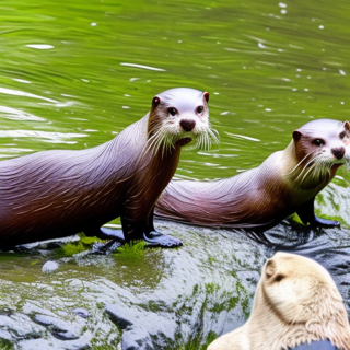 Listia Digital Collectible: Otter family playing in the water