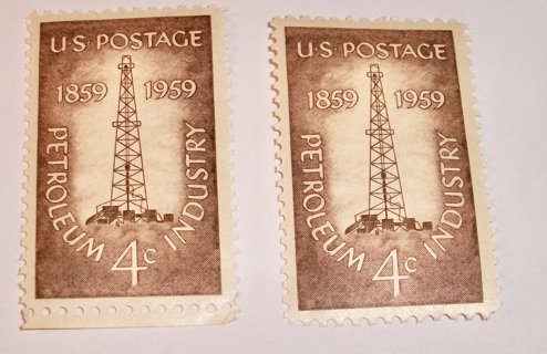 Scott #1134 Oil Derrick, 2 Useable 4¢ US Postage Stamps