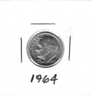 1964 Roosevelt Dime 90% Silver U.S. 10 Cent Coin