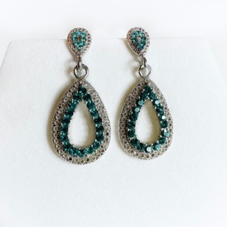 Unbranded Faux Dark Aquamarine Statement Earrings