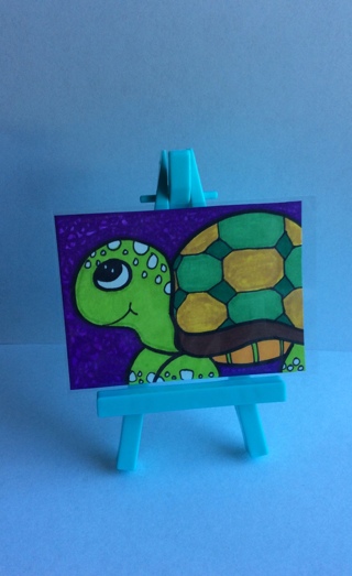 Turtle original drawing aceo