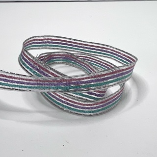 Whimsical Sparkly Striped Wired 3/8” Ribbon 
