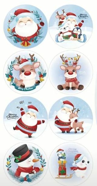 ⛄NEW⭐(8) 1" Christmas Stickers⛄