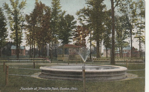 Vintage Used Postcard: gin z: 1908Fountain at Park, Canton, OH