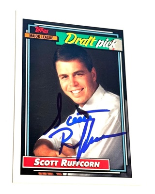 Autographed 1992 Topps Scott Ruffcorn RC Rookie Draft Pick #36 