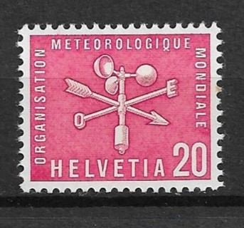 1960 Switzerland Sc8O4 20c World Meteorological Organization MNH