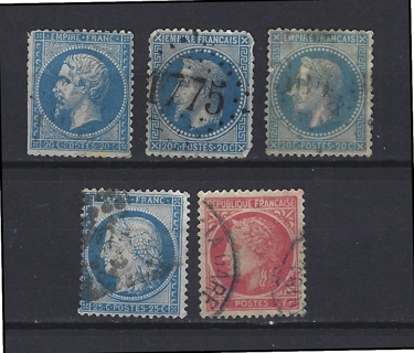 France stamps (5), U/F-VF, very old, good CV