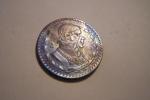Silver - Mexico - 1961 - 1 Peso Coin - Morelos, Mexican Eagle - Rainbow Tones!