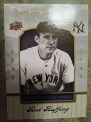 2008 UPPER DECK YANKEES STADIUM LEGACY RED RUFFING 1930/1940 NEW YORK YANKEES BASEBALL CARD#12