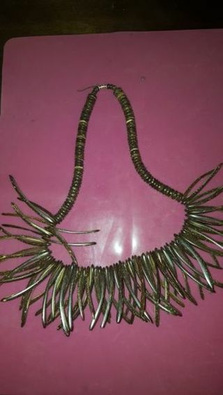 Handmade Beaded Wooden Sharks Tooth Necklace