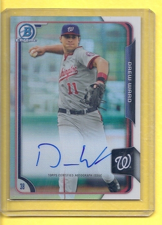 2015 Bowman Chrome Drew Ward Autograph #144/499 Auto Baseball Card.  Card is NM-MT.