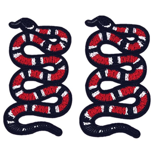 2 PACK RED SNAKE PATCHES FASHION ACCESSORY BADGES LOGO BRANDS APPLIQUE IRON ON FREE SHIPPING