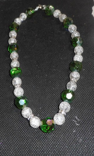 Handmade Green and White Necklace