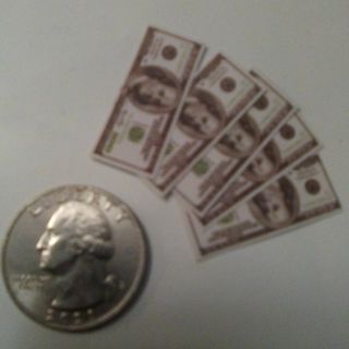 Worlds Smallest $100 Bills-5 bills GIN gets 10.Read description before bidding