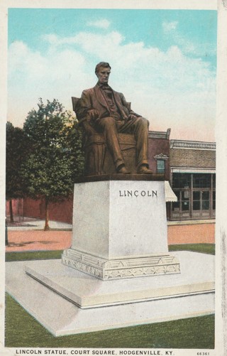 Vintage Used Postcard: Lincoln Statue, Court Square, Hodgenville, KY