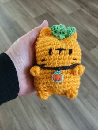 Pumpkin Kitten. New. Crocheted by Me.