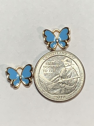 BUTTERFLY CHARMS~#24~BLUE~SET OF 2 CHARMS~FREE SHIPPING!