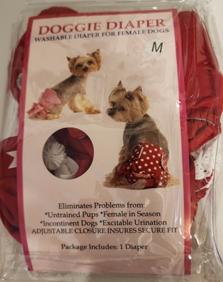 NEW - Doggie Diaper - Red Washable Diaper for Femail Dogs - Size M