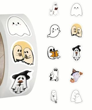 ➡️⭕(10) 1" GHOST STICKERS!! (SET 1 of 2) HALLOWEEN