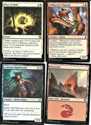 4 MTG Cards Flair of Faith Cunning Nightbonder, Mountain & more