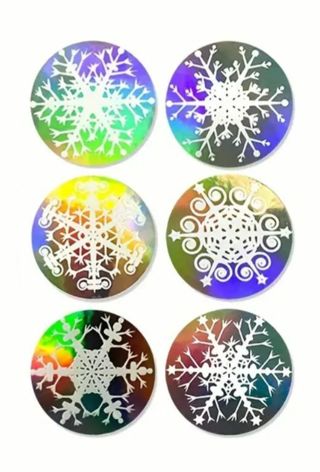 ➡️⛄(6) 1.5" HOLOGRAPHIC SNOWFLAKE STICKERS!!⛄CHRISTMAS