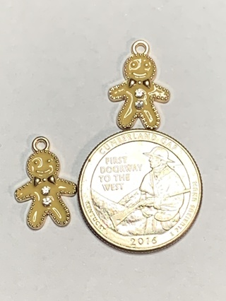 ☺GINGERBREAD MEN CHARMS~#1~CREAM~SET OF 2 CHARMS~FREE SHIPPING☺