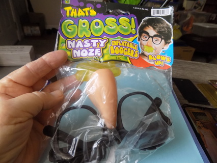 NIP That's gross Nasty Nose inflatable booger blows up , glasses, eyebrows