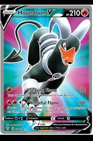 NM Ultra Rare Houndoom V Textured Full Art SWSH Pokemon card