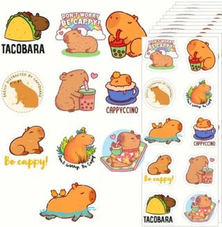 ➡️⭕1" CUTE CAPYBARA STICKER SHEET!! (10 STICKERS)ANIMAL⭕