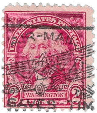 Rare Cancellation on 1932 George Washington 2 Cent U.S. Postage Stamp