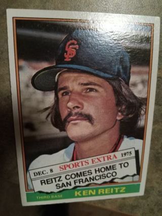 1976 TOPPS SPORTS EXTRA KEN REITZ COMES HOME SAN FRANCISCO GIANTS BASEBALL CARD# 158T