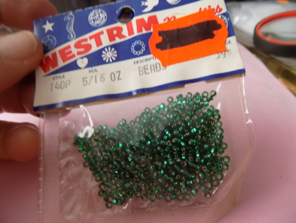 Vintage NIP Westrim green seed beads