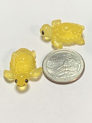 TURTLES~#2~YELLOW~SET OF 2 TURTLES~GLOW IN THE DARK~FREE SHIPPING!