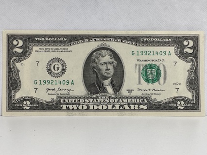 2017 A Series $2 Dollar Bill Mint Uncirculated