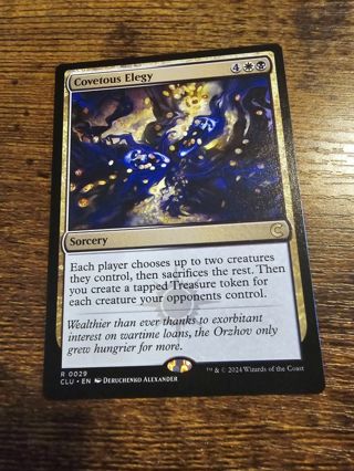 Magic the gathering mtg Covetous Elegy rare card Ravnica Clue Edition