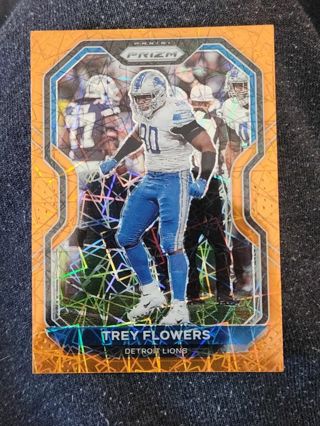 Detroit Lions Trey Flowers Orange Cracked Ice Football Card